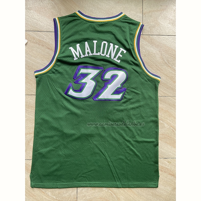 Camiseta Utah Jazz Karl Malone NO 32 Mitchell & Ness 1996-97 Verde